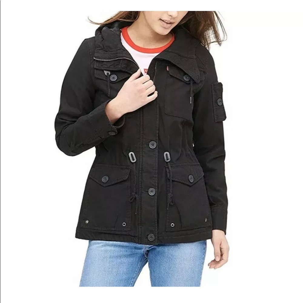 NWT levi lw5rc337 Black Military trench Jacket